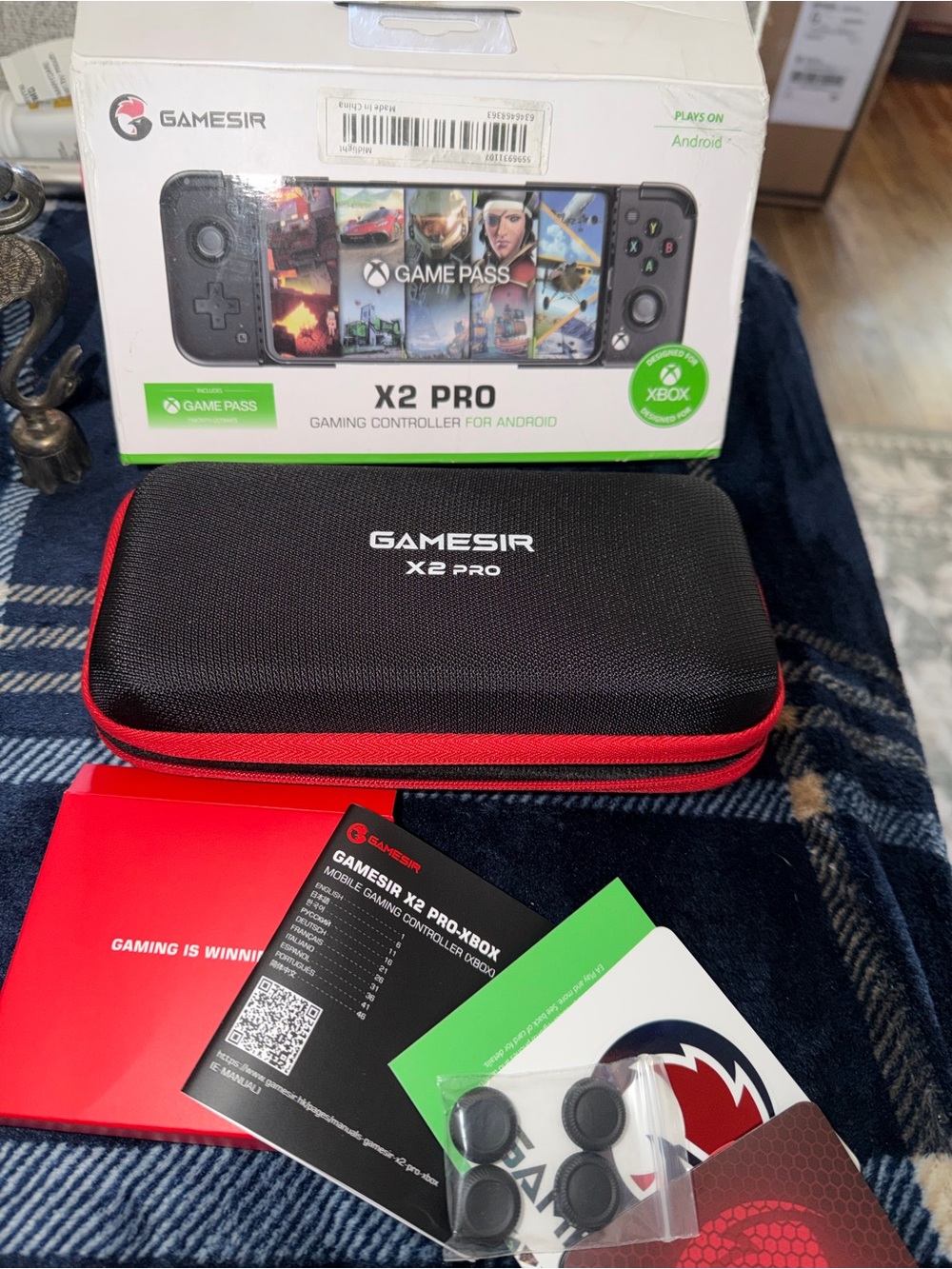 X2 Pro Mobile Gaming Controller with Black and Red Carry Case